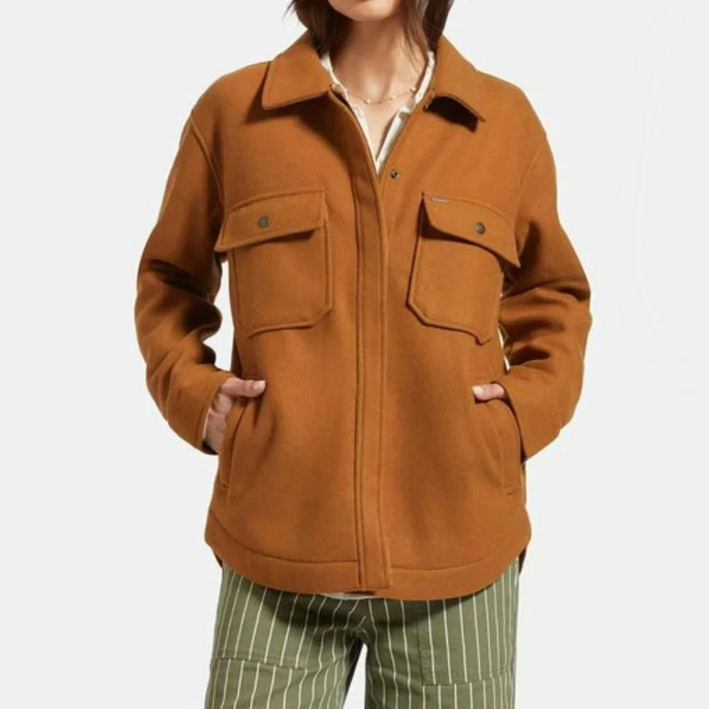 Brixton Durham Shirt Jacket Shacket Washed Copper Brown Size Large Long Sleeve